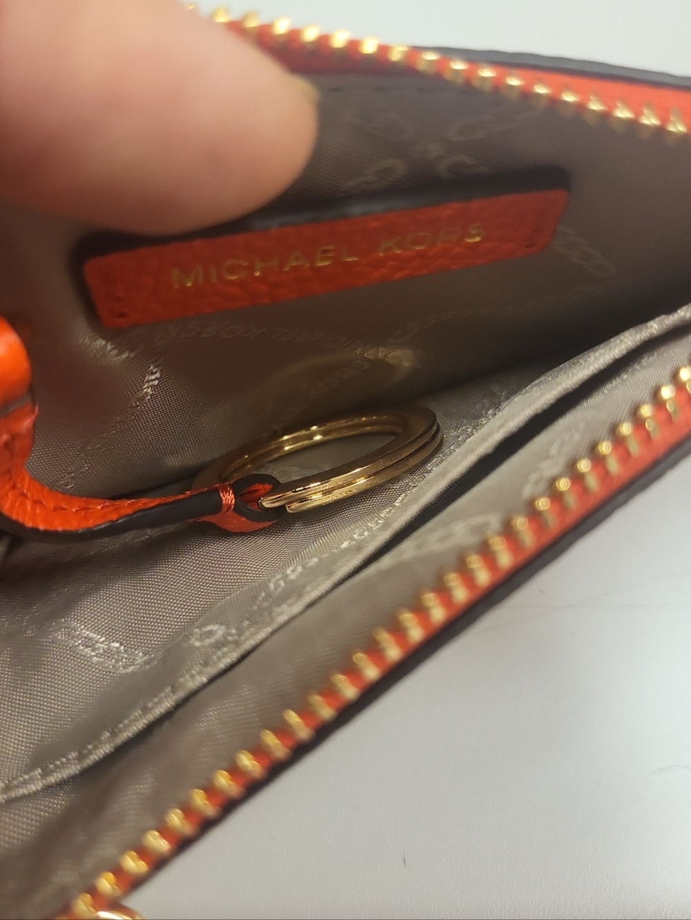 NWT Michael Kors Optic Orange Small Pebbled Leather Coin Purse Wristlet Wallet - Picture 3 of 12